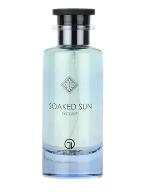 Flakon perfum Riiffs Grandeur Elite Soaked Sun Exclusif, z widocznym logo marki i nazwą.