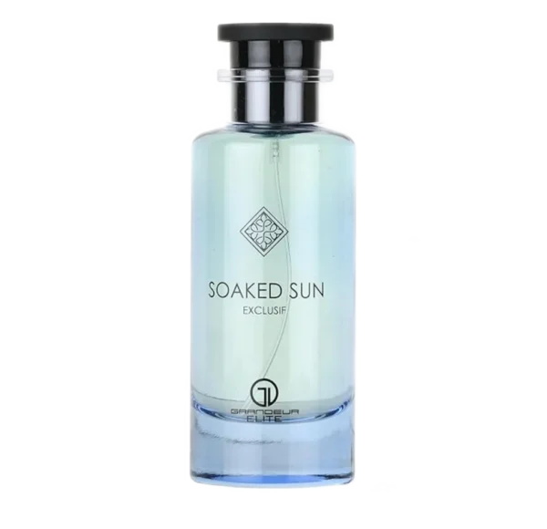 Flakon perfum Riiffs Grandeur Elite Soaked Sun Exclusif, z widocznym logo marki i nazwą.